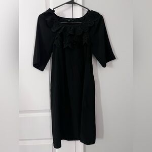 Tiana B. Black Dress with Floral Detail around neckline